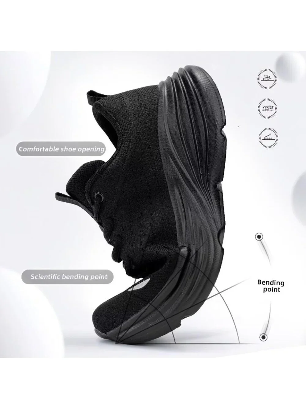 Men's Black Walking Shoes Comfortable Running Tennis Lightweight Mesh Sneakers
